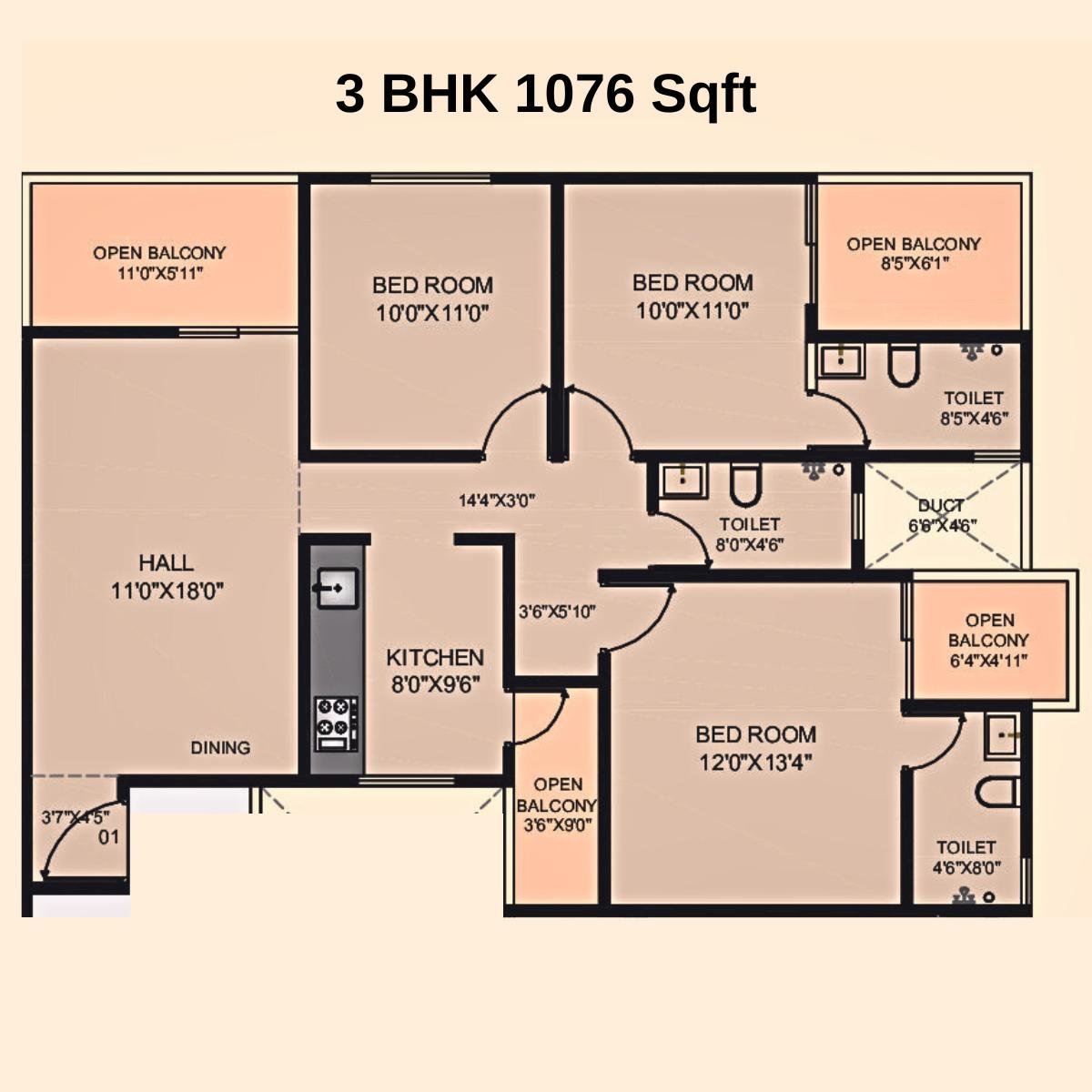 Akshar-Altorios-Floor-Plan-3-BHK-1076-Sqft